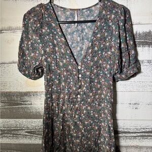 Free People Floral Green Dress